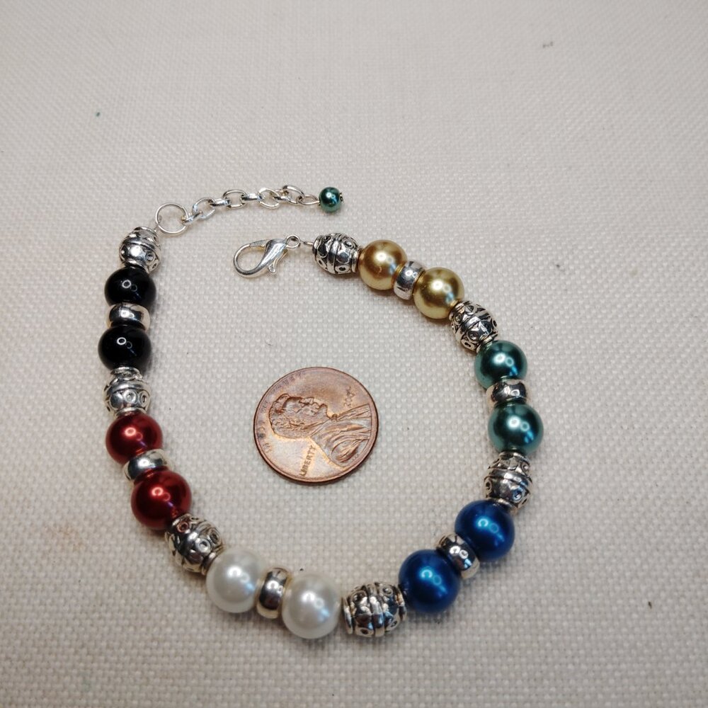Glass Bead Salvation Bracelet Silver Tone Adjustable Christian Jewelry